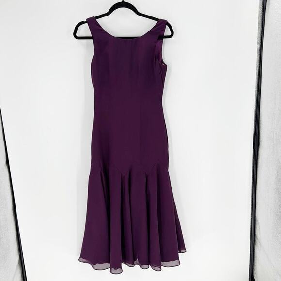 JJ’s House A-Line V-neck Tea-Length Chiffon Mother of the Bride Dress  sz 4 - Picture 2 of 10